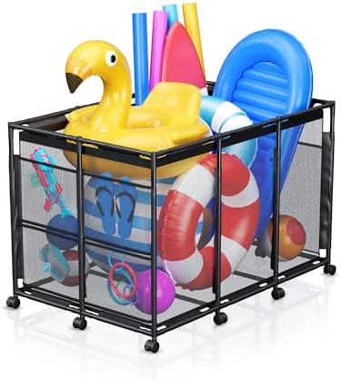 Pool Float Storage - Rolling Mesh Pool Toy Storage Bin
