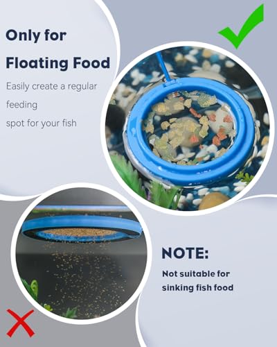 Pawfly 2 Stück Aquarium Futterring mit Saugnapf Runde und quadratische schwimmende Futterspender kleine Fische Futterring Ring für Betta Goldfisch Kugelfisch und Schildkröten