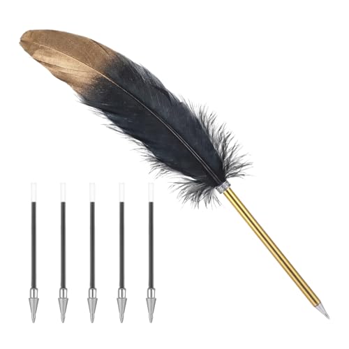 Schreibfeder Federn,Schreibfeder Set, Kugelschreiber Hochwertig Feder, Kalligraphie Füller Stifte mit 5 Ersatzpatronen für Schule, Hochzeitsgeschenke,Autogramme, Büros, Geschäftsgeschenke(Schwarz) Schreibfeder Federn,Schreibfeder Set, Kugelschreiber Hochwertig Feder, Kalligraphie Füller Stifte mit 5 Ersatzpatronen für Schule, Hochzeitsgeschenke,Autogramme, Büros, Geschäftsgeschenke(Schwarz)