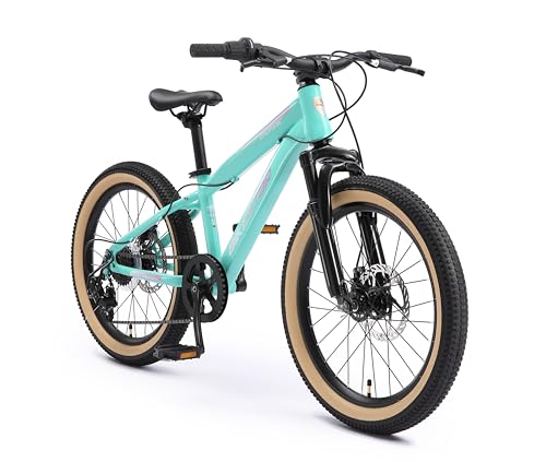 BIKESTAR Kinder Fahrrad Mountainbike 7 Gang Shimano, Scheibenbremse ab 6 Jahre | 20 Zoll Kinderrad MTB | Mint