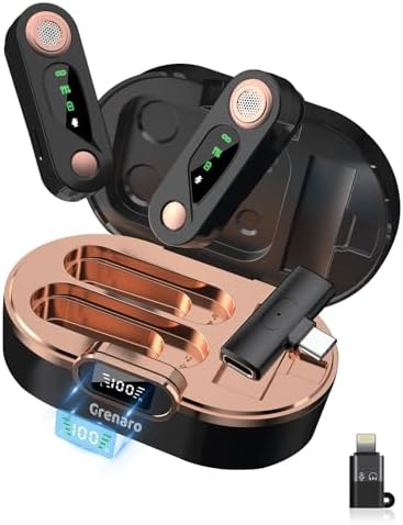 GRENARO Wireless Microphone for Youtubers, S12 Wireless mic with Digital Display Charging Case, Noise Reduction Wireless Mic Compatible with Android and iOS Systems