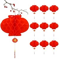 Faroles Chinos Rojos de Papel de 23 cm, Paquete de 10 Decoración