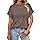 Cuptacc T Shirt Damen 2025 Sommer Rundhals Kurzarm Oversize Tshirt Locker Fledermaussärmel Einfarbig Oberteile Damen Freizeit Groß L 42-44 Kaffee grau