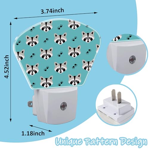 Image of Night Light Raccoon Plug-in LED Dusk-to-Dawn Sensor Soft Night Lamp,Suitable for Home Bedroom Bathroom Hallway Stairs