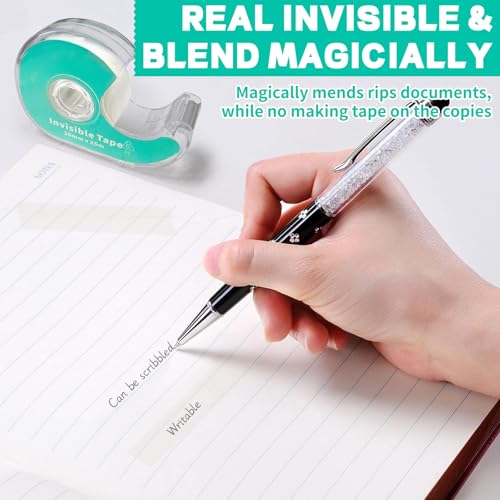 Image of Invisible Clear Tape Bulk with Dispenser,12 Pack Transparent Tapes Frosted Writable, Bulk Tape Rolls 7 /10 X 1000 Inches School Home Office Supplies for Gift Paper Wrapping, Art Craft, Labeling