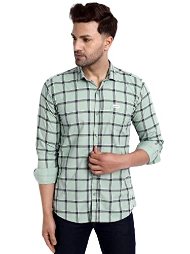Image of Majestic Man Slim Fit Cotton Casual Check Shirt for Men