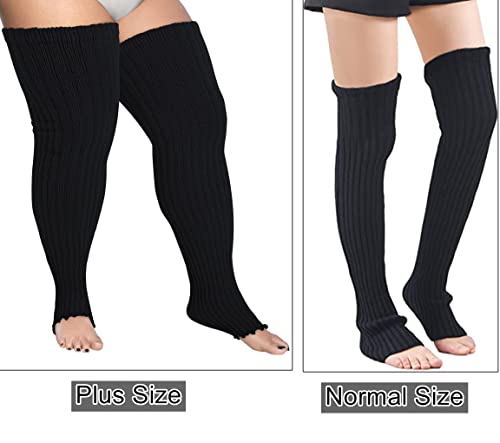 Women's Plus Size Leg Warmers Knit Over Knee High Footless Socks for Thick Thighs4