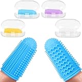 NFSVLB Baby Finger Toothbrush 4 Pcs with 4 Case,All-Around Silicone Bristle Baby Toothbrush 0-6 Months,Soft Finger Tooth Brushing (Blue Purple...