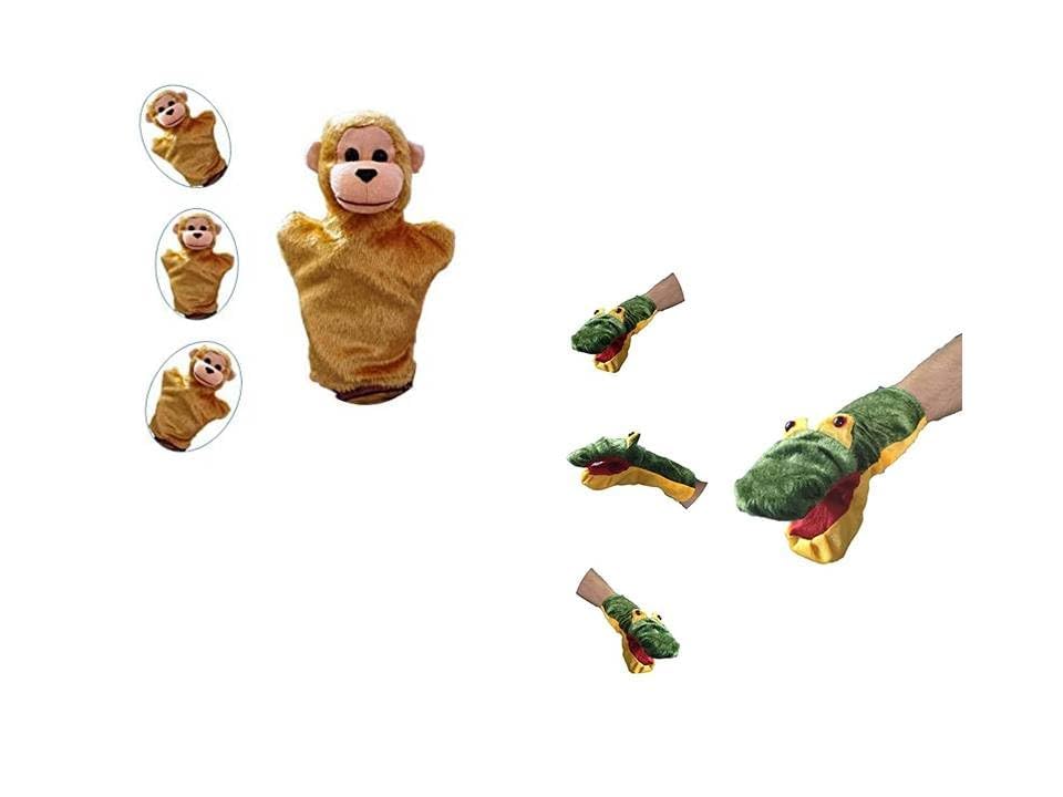 The Monkey and The Crocodile Story Telling & Educational Hand Puppet for Kids (Color:Multicolor)(Set of 2)