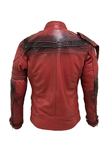 SID Mens Light Red Robotic Design Lambskin Leather Jacket, Biker Jacket Star Lord Jacket2