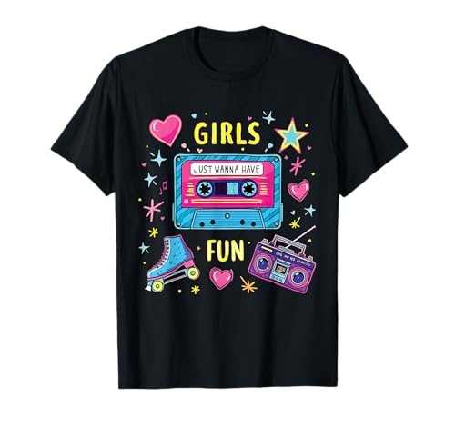 Las chicas solo quieren divertirse retro para celebraciones vibrantes de los años 80 Camiseta