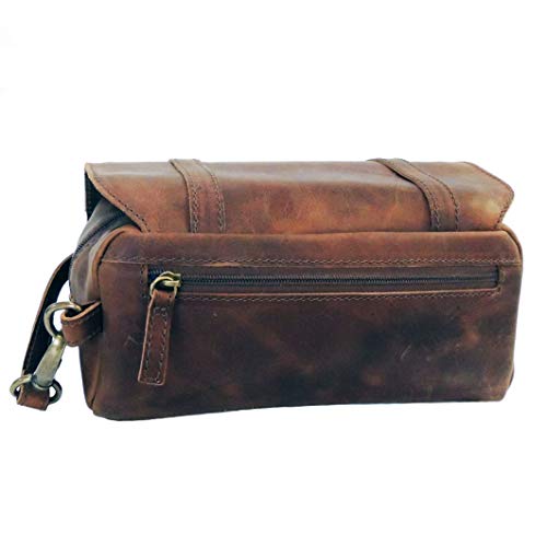 Necessaire Couro Legítimo + Kit Higiene Pessoal Para Viagem