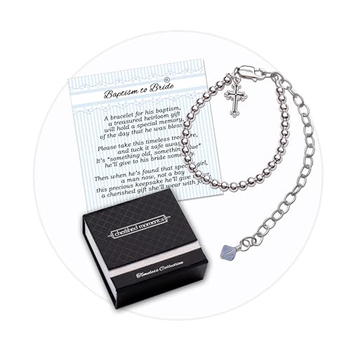 Image of Cherished Moments Baptism to Bride Cross Bracelet for Boys in 925 Sterling Silver