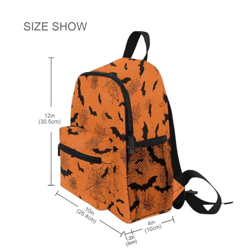 Bats Orange Preschool Backpack Spider Web School Backpack Daycare Bookbag for Kids 3-84
