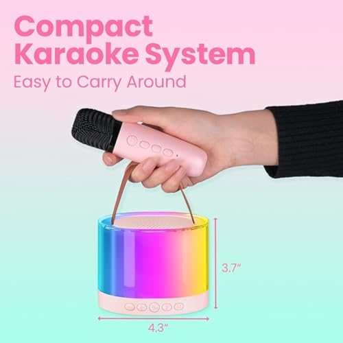 Image of JB'S LAND 2024 New Karaoke Machine for Kids with Wireless Mics 4-12 Years Old Girls Birthday Toys Gifts for Girls Boys Ages 4, 5, 6, 7, 8, 9, 10, 12 +Year Old Birthday Party (K-12 Round Dual Mic)