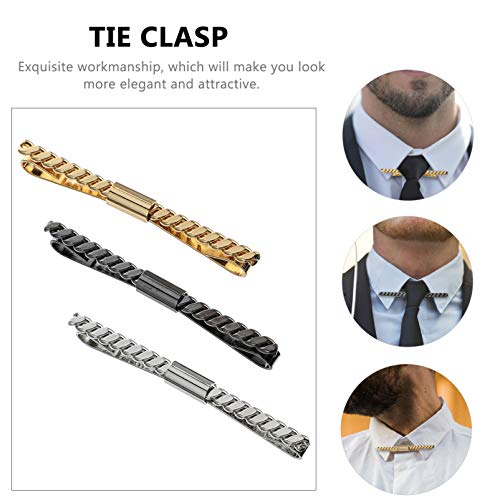 Amosfun 3 Pcs Prendedores de Gravata de Latão Camisa Gravata Colarinho de Barra de Fecho Conjunto pa