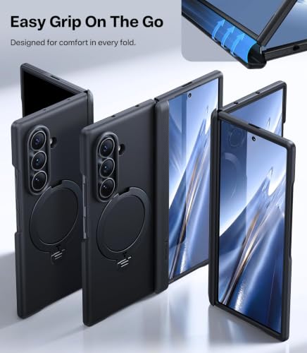Image of TORRAS Q3 Spin for Samsung Galaxy Z Fold 8 Ultra 5G Case, 360 Magnetic Kickstand, Compatible with MagSafe, Hinge Protection, Shockproof Back Cover with 2 Screen Protectors, Black
