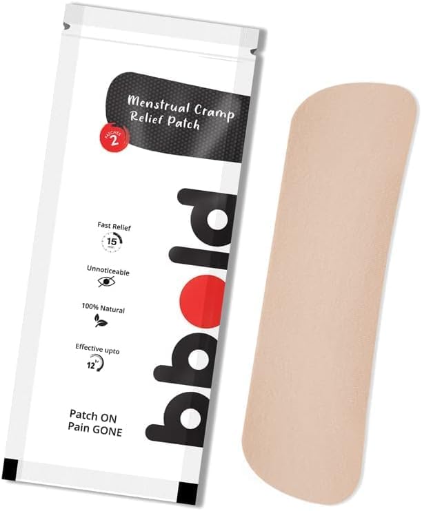 bbold Menstrual Period Cramp Relief Patches | Instant Pain Relief for Period Cramps | Heat-Free, Herbal & Skin-Friendly | Fast Relief for Women & Teen - Pack of 2 (4 Patches)