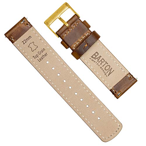 Image of BARTON WATCH BANDS - Top Grain Leather Watch Bands Compatible with Apple Watch Models - 1, 2, 3, 4, 5, 6, 7, 8, 9, 10, SE, Ultra & Ultra 2