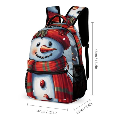 Red Snowman Scraf Backpack Set Lightweight Bag Lunch Box Pencil Bags for Women Men Bookbags 3 in 12