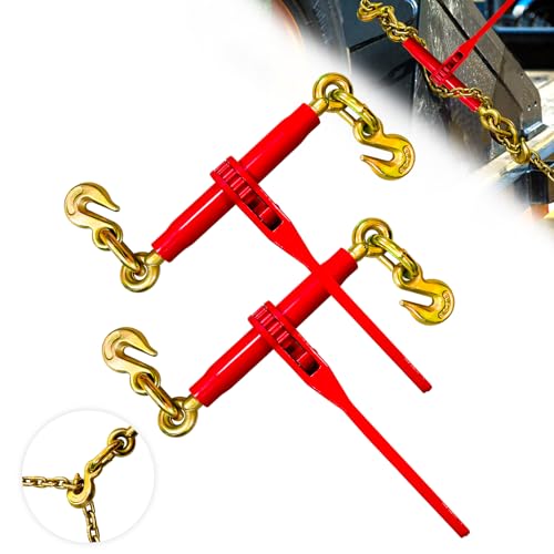 Image of Ratchet Load Chain Binders 5 /16'' - 3 /8'' | 5 /16 Inch Load Binder with 5 /16 Inch Grab Hooks | Tie Downs for 5 /16 Transport Chain | 5400 Lbs Working Load Limit- Heavy Duty Binders(2 Pack)