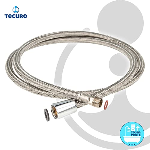 tecuro Ersatz Brauseschlauch für Geschirrbrause, Anschluss M15/1 x 1/2 Zoll Konusmutter, Länge 150 cm, Edelstahl, für Küchenarmaturen