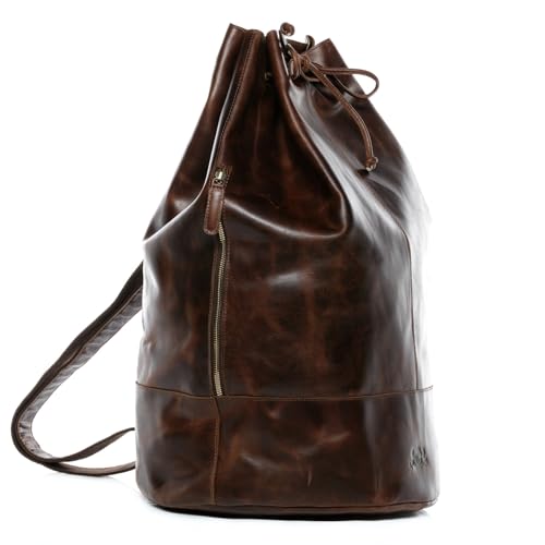 SID & VAIN Sac de sport en cuir véritable - Sac de sport Heathrow - Sac à dos de voyage avec bandoulière - Sac en cuir pour homme et femme - Marron - Fait main,...