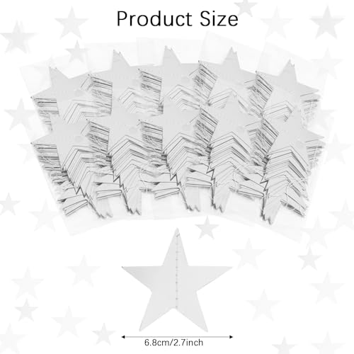 Image of Glitter Star Garland Banner Decor 130 Feet Silver Star Garland Hanging Bunting Banner Backdrop for Graduation Wedding Birthday Holiday Party