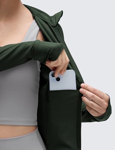 Image of CRZ YOGA Butterluxe Jackets Waist Length | Extremely Soft, Athletic, Slim Fit, Full Zip, Side Pockets, Thumb Holes, for Women