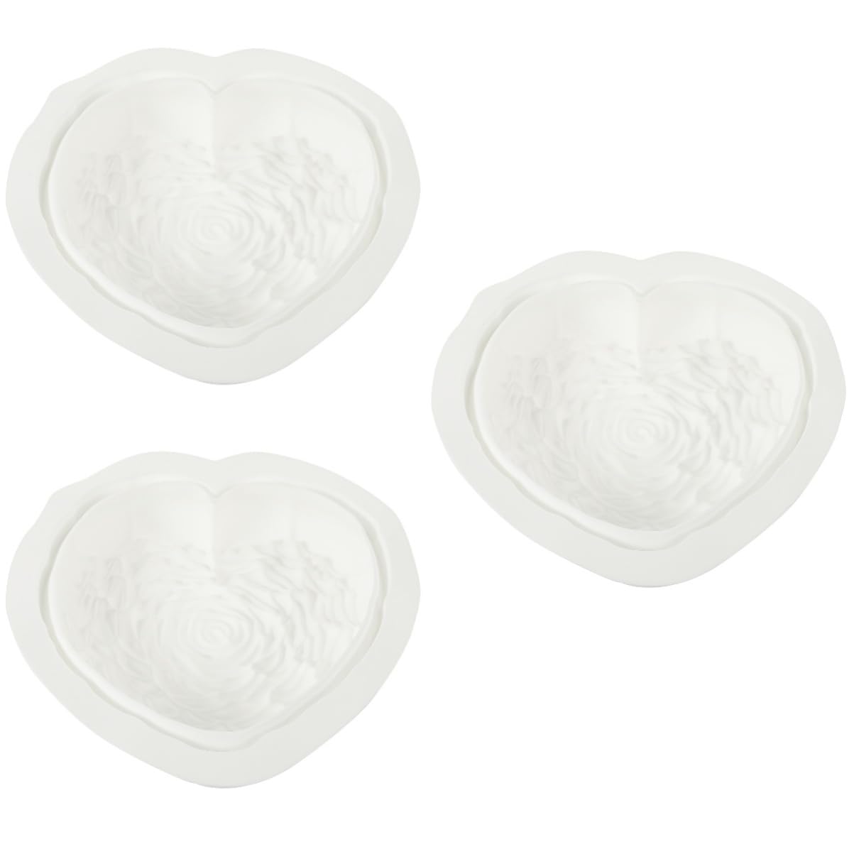 ULTECHNOVO 3 Stück Liebe Rosenschimmel geformt Herz Schokoladenform Kuchenform Formen zur Dessertherstellung Backform aus Silikon Backwerkzeug DIY -Backformen Kieselgel Weiß