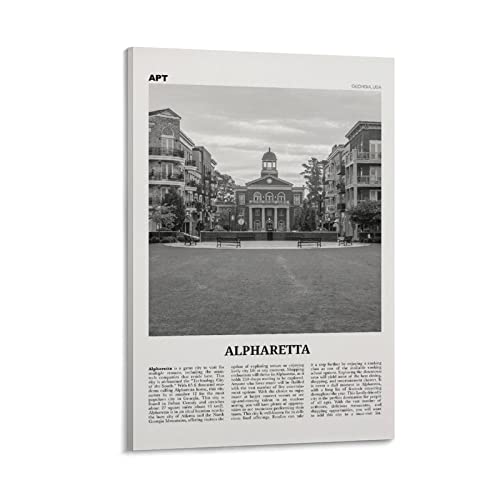 Alpharetta Print Black And White, Alpharetta Wall Art, Alpharetta Poster, Alpharetta Photo, Alpharet Poster Decorative Painting Canvas Wall Art Living Room Posters Bedroom Painting 24x36inch(60x90cm)