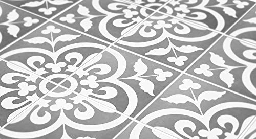 MoonStickers Adhesivos de Azulejos - Paquete de 10 Baldosas - 10 Baldosas Individuales - Baldosas Adhesivas (10 x 10 cm, Grey and White Portuguese Azulejo Adhesivo)