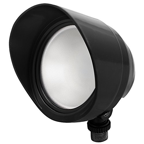 RAB Lighting BULLET12B LED Flood Light | Outdoor Security Spotlight - Field Adjustable Wattage 12W 9W 6W CCT 3000K 4000K 5000K IP65 120V - Single Head, Black