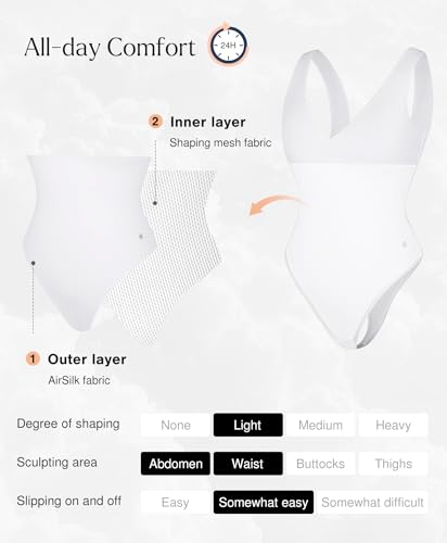 Image of Popilush Shapewear Bodysuit Plunge Deep V Neck Backless Going Out Tank Tops
