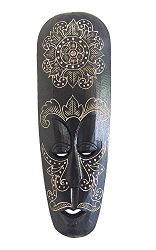 OMA Wood Carved African Wall Decor Mask With Beautiful Hand Painted Designs - Large Size 20