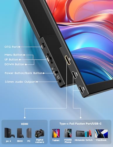 Image of 4K Portable Monitor, 13.4 inch 3840 * 2400 IPS Portable Monitor for Laptop, Slim Lightweight HDR Travel Screen USB-C HDMI w /Smart Cover for Laptop PS5 /4 Xbox