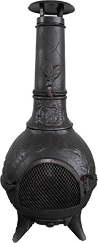 Classic Design Outdoor Portable Cast Iron Wood Chimney with Spark Screen Included (Materials: Cast Iron) (Black)