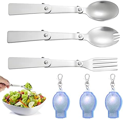 XOXVURI 3-teiliges Faltbares Besteck Set - Edelstahl 304 Mit Kunststoffbehältern Für Outdoor