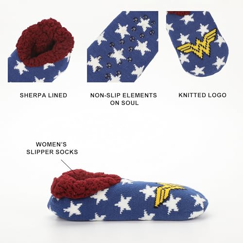 Bioworld Wonder Woman Themed Star Pattern Women's Slipper Socks3