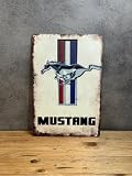 PLAK2L  Plaque Métal Vintage Décorative Mustang   30x20cm