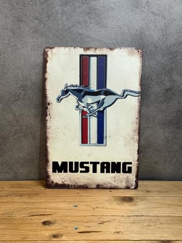 PLAK2L -Plaque Métal Vintage Décorative Mustang - 30x20cm