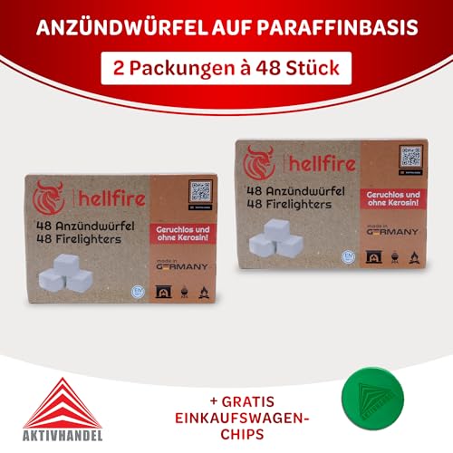 AKTIVHANDEL Grillanzünder 96 Stück, Anzündwürfel, Kaminanzünder, auf Paraffinbasis, geruchlos, ohne Kerosin, Lange Brenndauer inkl.