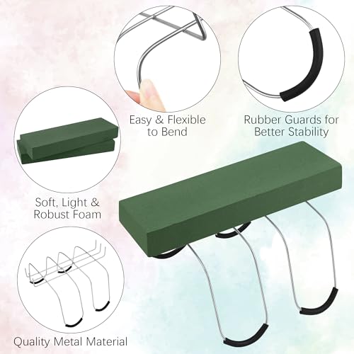 Hahood 4 Pack Memorial Day Headstone Flower Saddle with Floral Foam 17 x 12 Inch Gravestone Saddle Cemetery Flower Holder Outdoor Wire Rustproof Tombstone Saddle Cemetery Floral Ar image 3