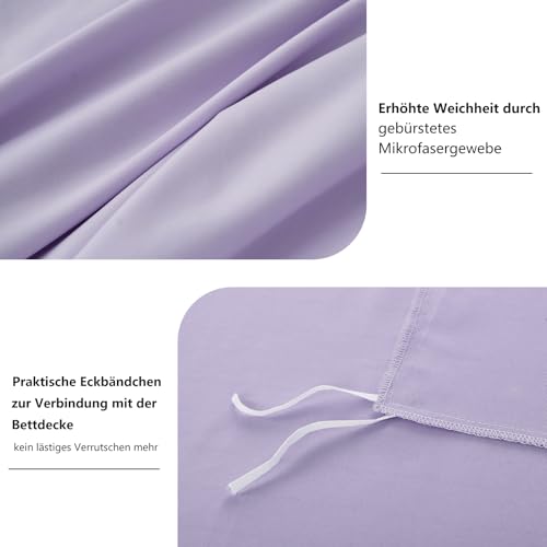RUIKASI Bettwäsche 155x220 Lavendel 2teilig - Hell Violett Mikrofaser Bettwäsche-Sets Oeko-TEX… – Ansicht 6