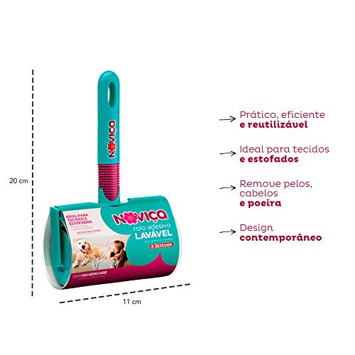 Rolo Adesivo Removedor de Pelos Lavável, Azul Tiffany, Linha Noviça, Bettanin