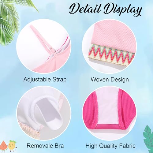 Weixinbuy Girls Swimsuits Bikini Set, Kids Bathing Suit High Waisted Girls' Swimwear Color Block Two Piece Swim Suits4
