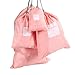Multipurpose Essential Travel Packing Organiser Waterproof Drawstring Suitcase Clothes Underwear Laundry Shoes Bags Storages Toiletries Cosmetics Cases Holders Storages Bags Pouches 4 Pcs set Pink