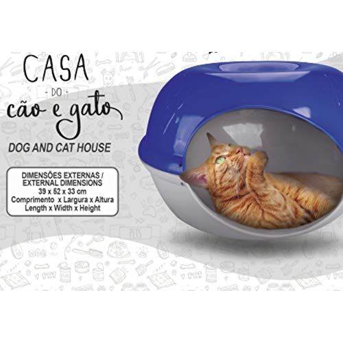 Casa Para Gato Cachorro Casinha Toca Desmontável Pet Premium Plast Pet Cor:Azul