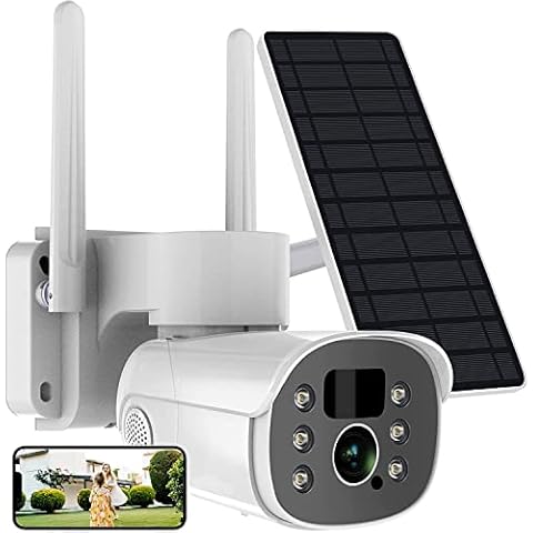 ABCOOL Wireless Security Camera Outdoor with Solar Powered Battery, Motion Detection and Siren, Color Night Vision, Audio 2 Way Talk, Remote Access, Cloud SD, Pan Tilt Strobe Spot Light, Home CCTV Cover