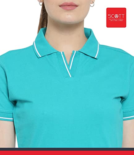 Image of Scott International Women's Regular Fit 100% Pure Organic Cotton Polo T-Shirt | Womens Polo Collar Neck T-Shirt | Cotton Plain Polo Neck Half Sleeve T-Shirt | Tshirts for Women